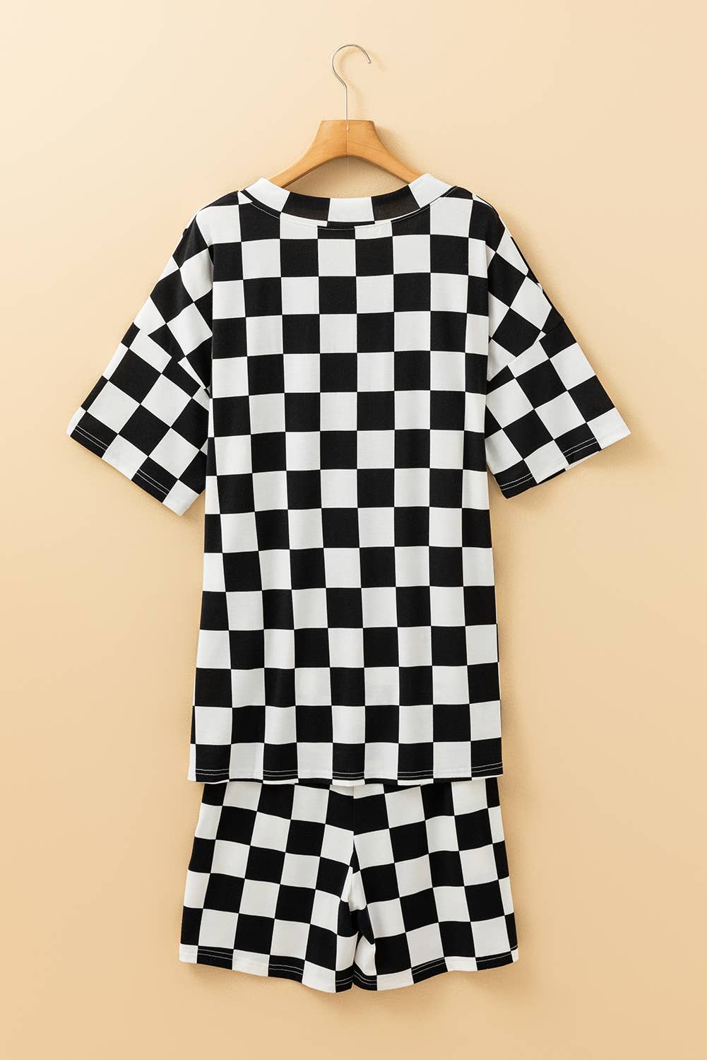 Aapparella - Checkered Print V Neck Top & Shorts Lounge Set | S-XL