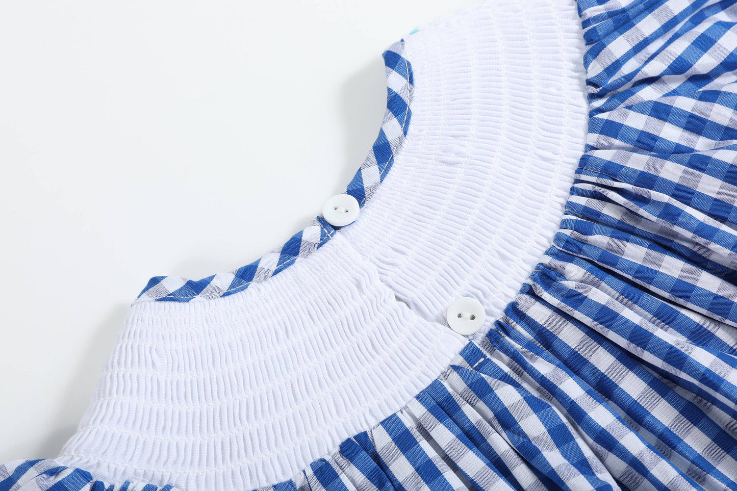 Lil Cactus - Royal Blue Gingham School Smocked Bishop Dress