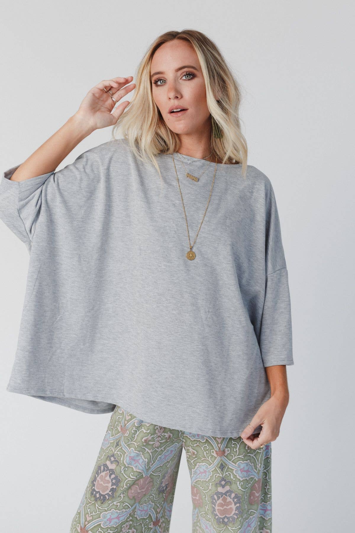 Three Bird Nest - Cozy Cool Oversized Tee - Heather Gray