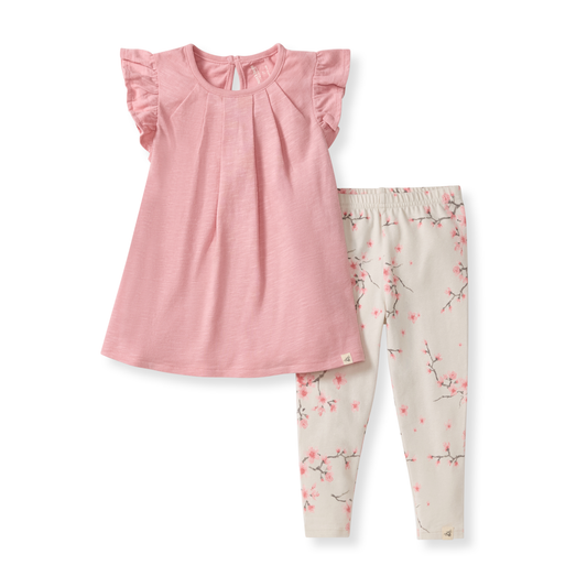 Burt's Bees Baby - Slub Tunic & Cherry Blossoms Pants Set