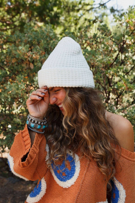 Three Bird Nest - Maybelle Waffle Beanie - Ivory