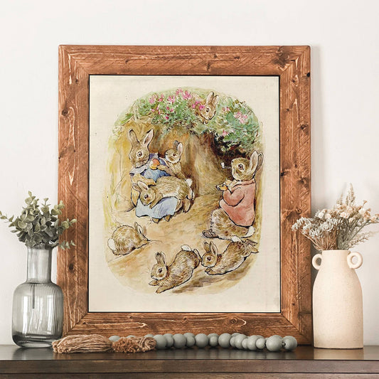 Swinford Designs - Peter Rabbit in Warren Framed Wall Art Vintage Nursery Print
