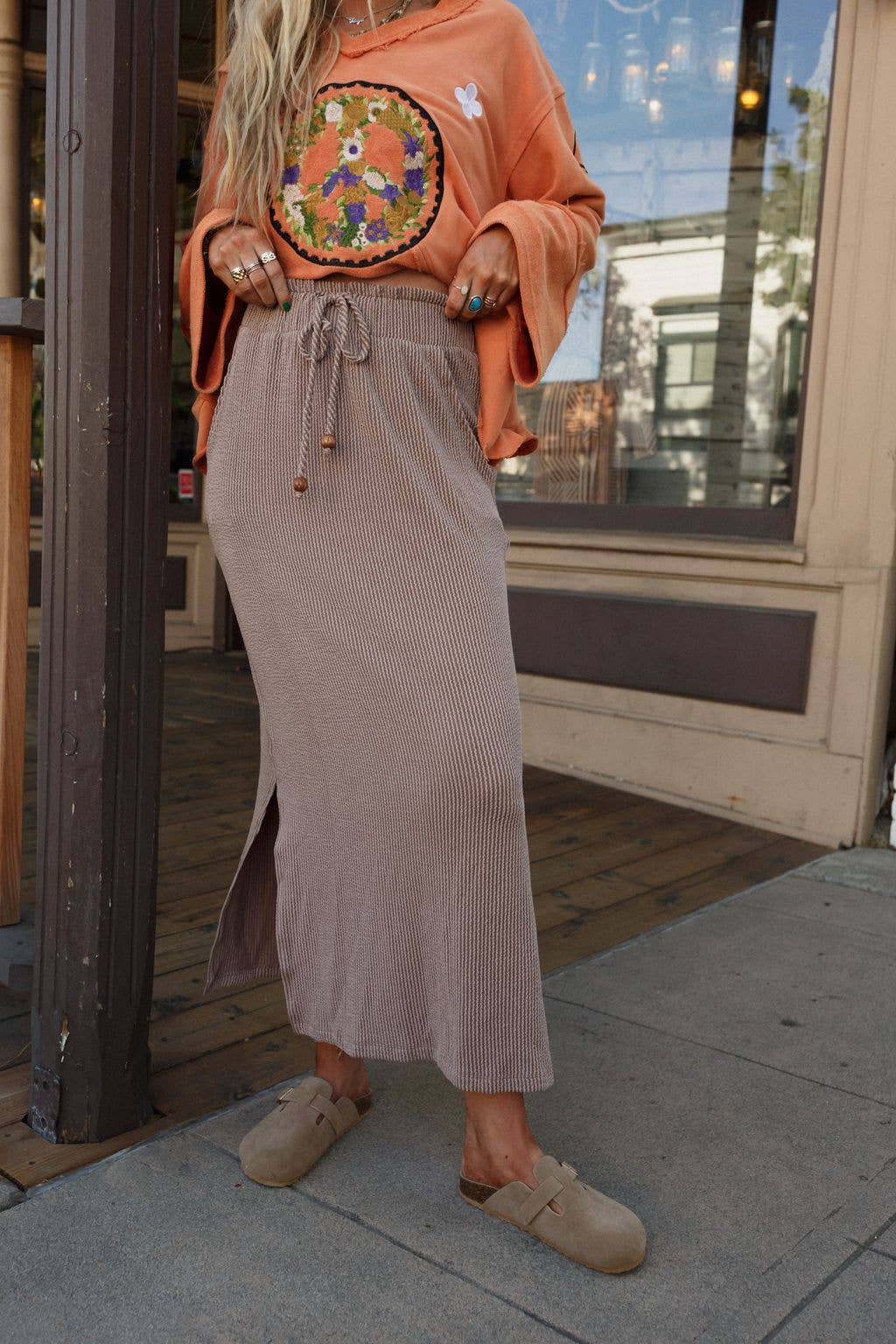 Three Bird Nest - Desert Rose Maxi Skirt - Acorn
