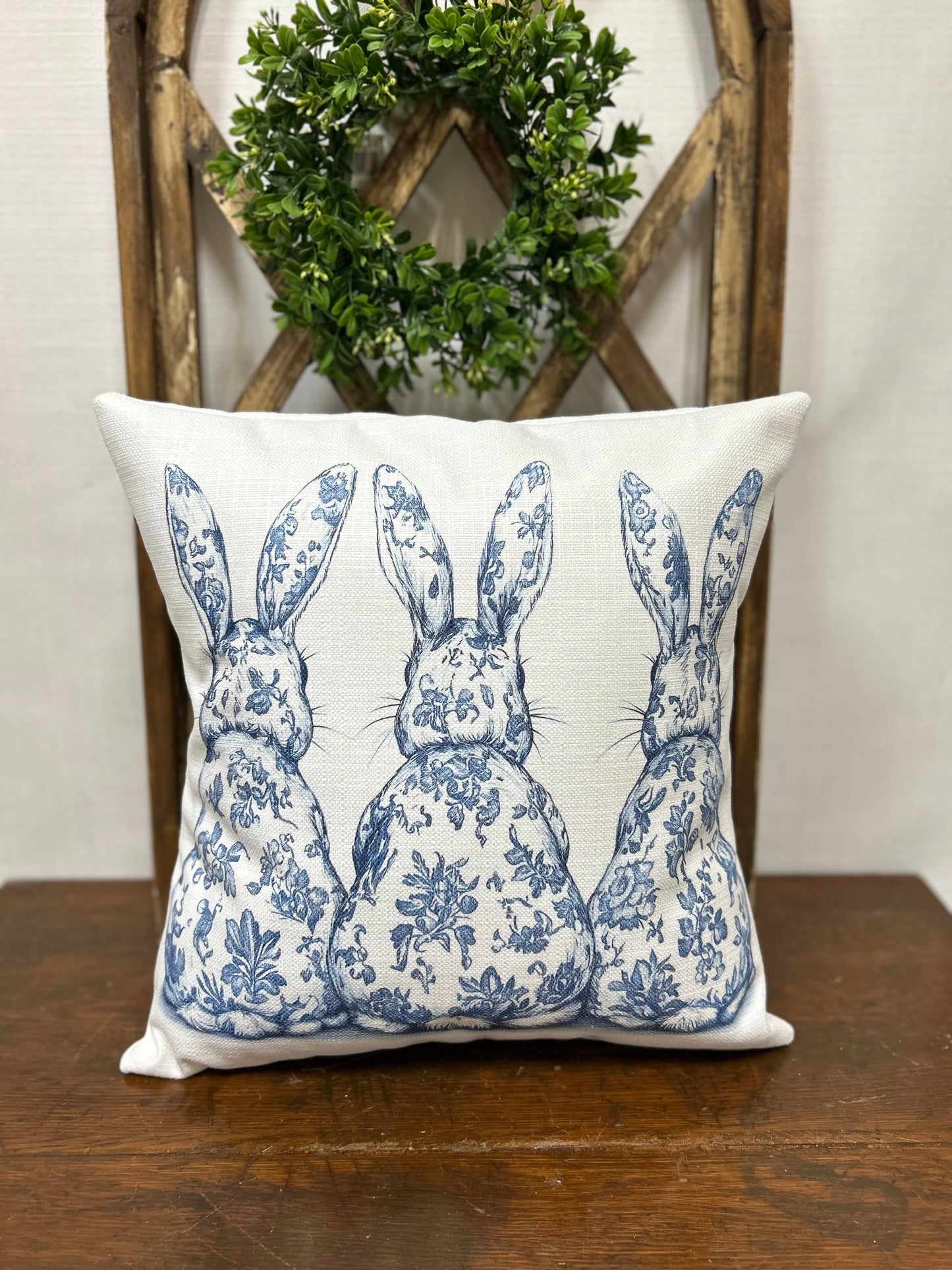 Southern Cotton Mill - Blue Chinoiserie Triple Bunny Pillow