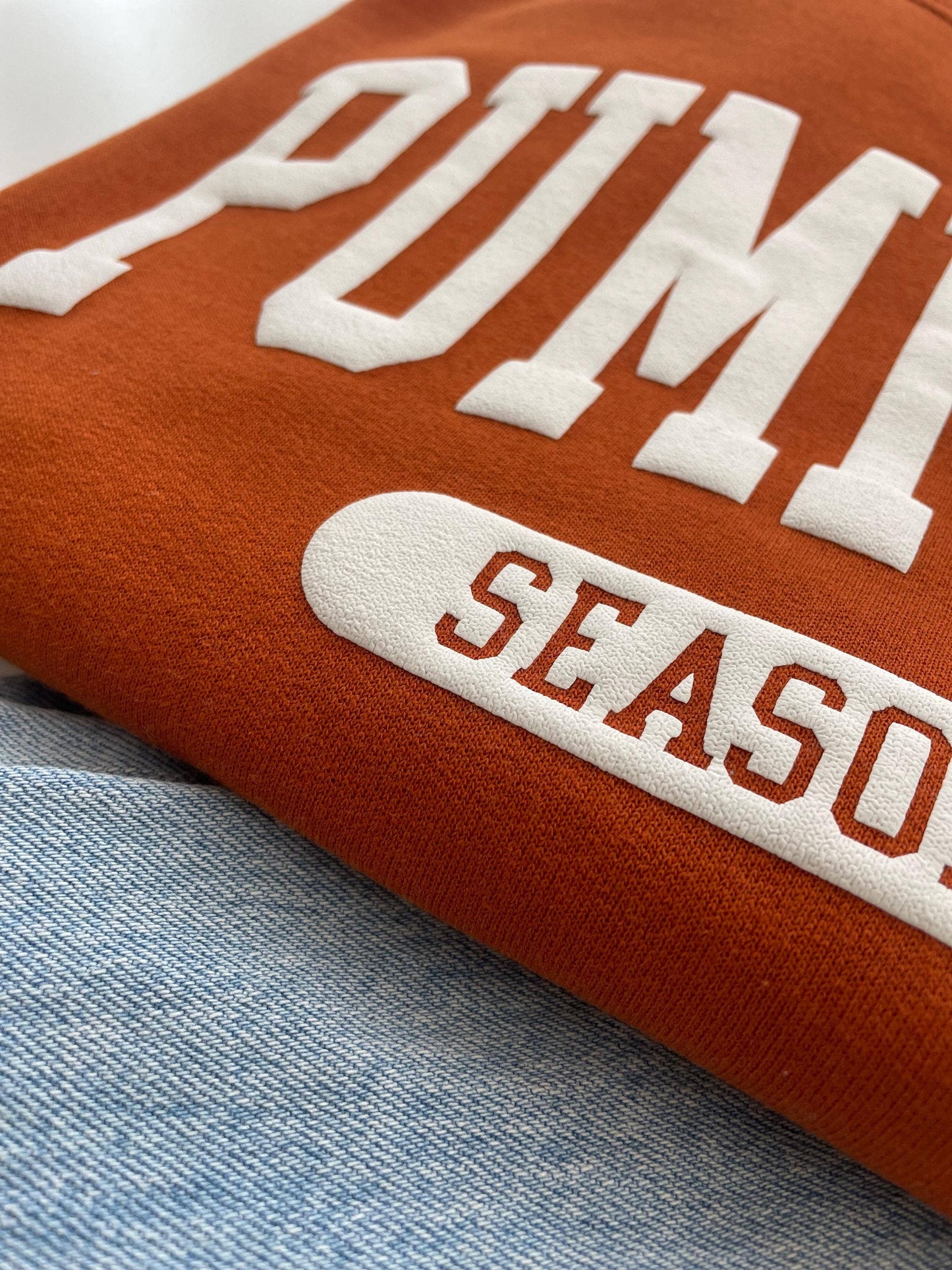 Up2ournecksinfabric - Embossed Fall Pumpkin Season Crewneck Sweatshirt