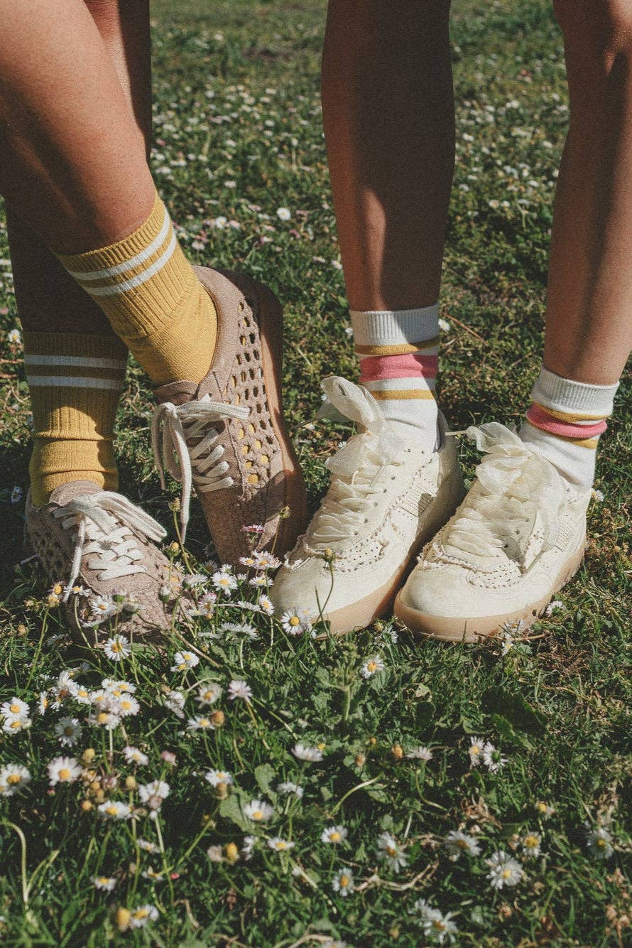 Three Bird Nest - Retro Summer Crew Socks - Pink
