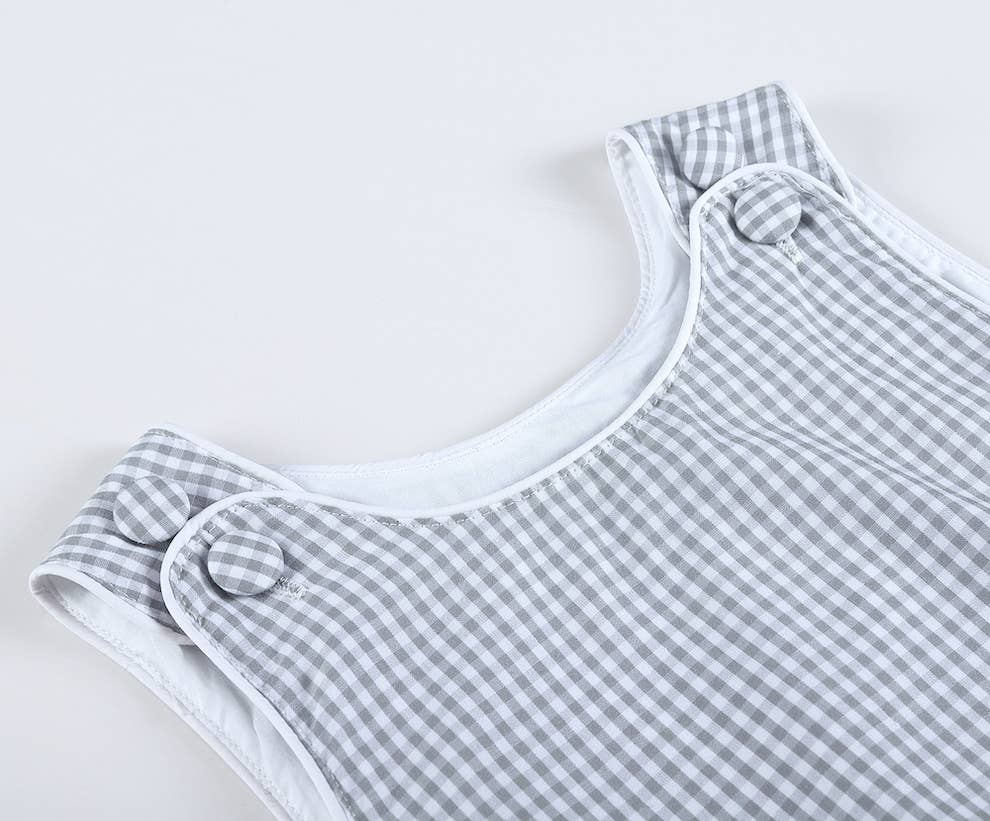Lil Cactus - Classic Gray Gingham Baby Bubble Romper