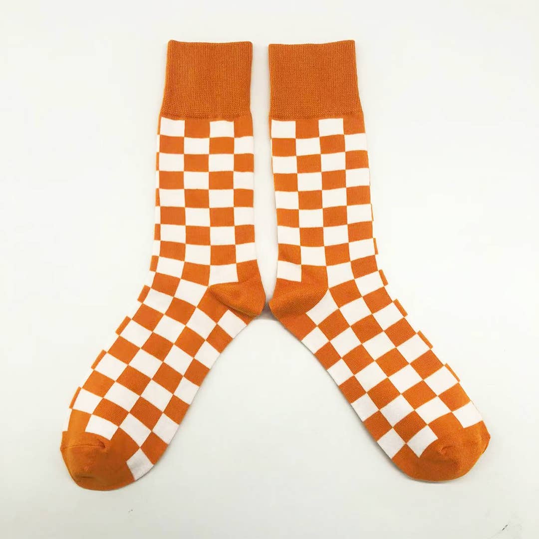 Barrel Down South - Orange and White Tennessee Checker Socks