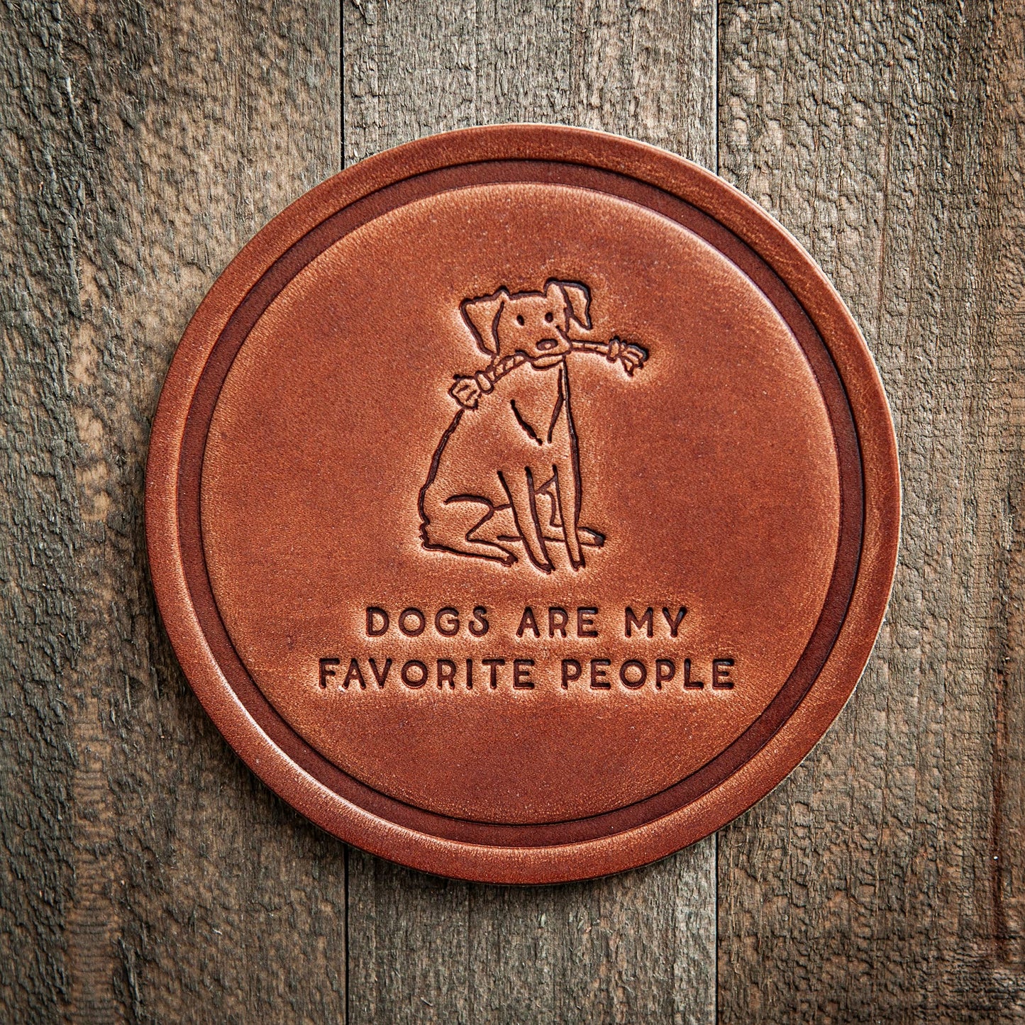 Sugarhouse Leather - Dogs Are My Favorite People Leather Coaster