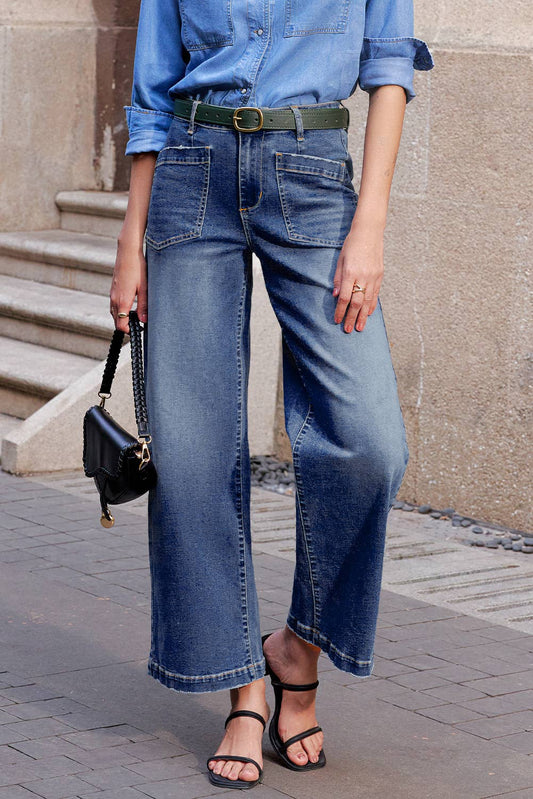 1 the Woman - Mimimalist Patch Pocket Womens Shift Jeans