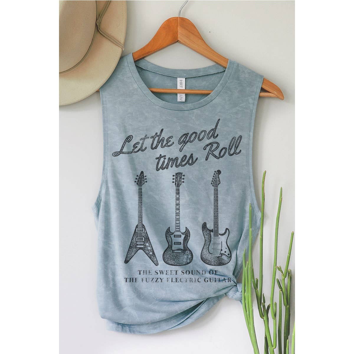 HRTandLUV - LET THE GOOD TIMES TO ROLL GUITAR MINERAL GRAPHIC TANK TOP
