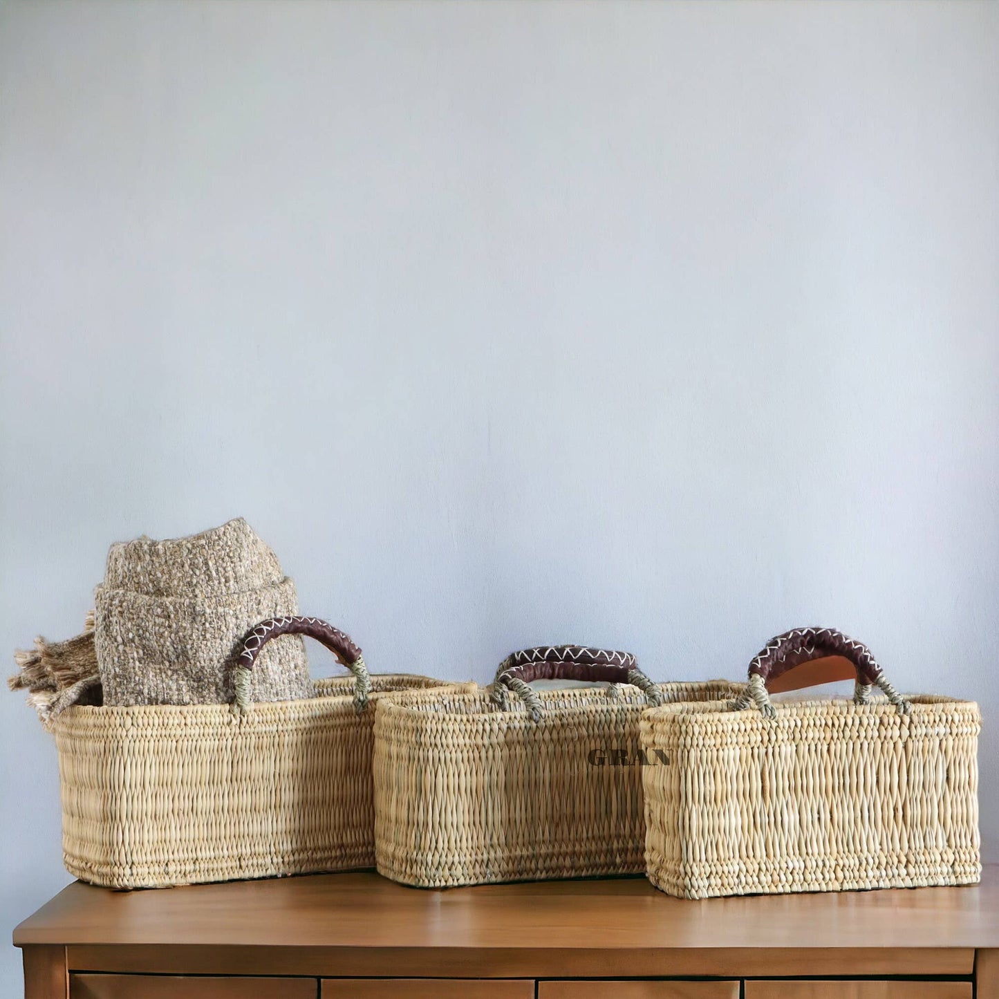 Gran Wholesale - Market Reed Storage & Leather Baskets Shopping Bag