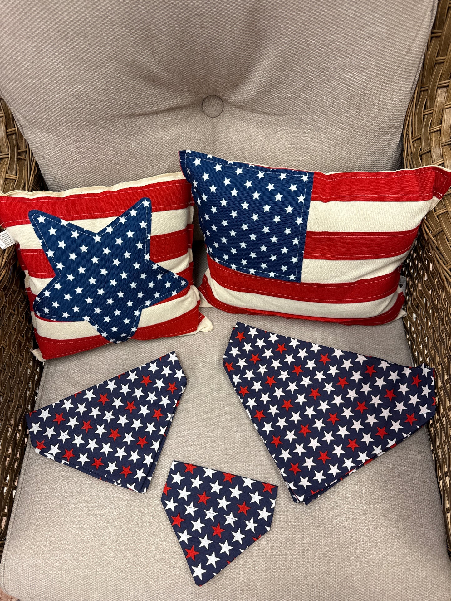Dog bandana red white and blue stars