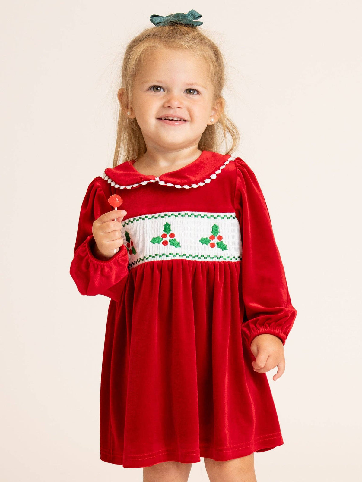 Marie Nicole Clothing - Ruby Smocked Holly Velvet Dress
