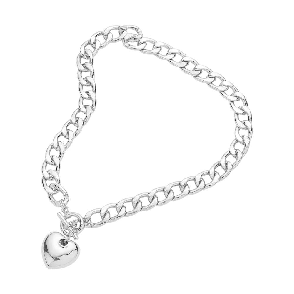 Sensibling Corp. - Metal heart charm toggle necklace