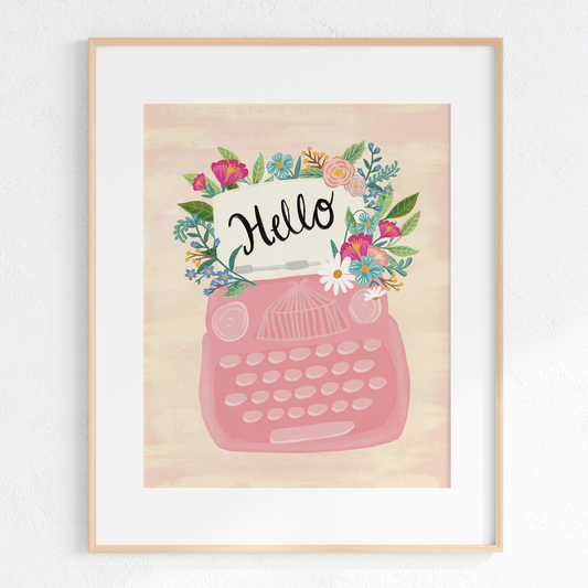 Makerie Day - Hello Vintage Typewriter -  Art Print