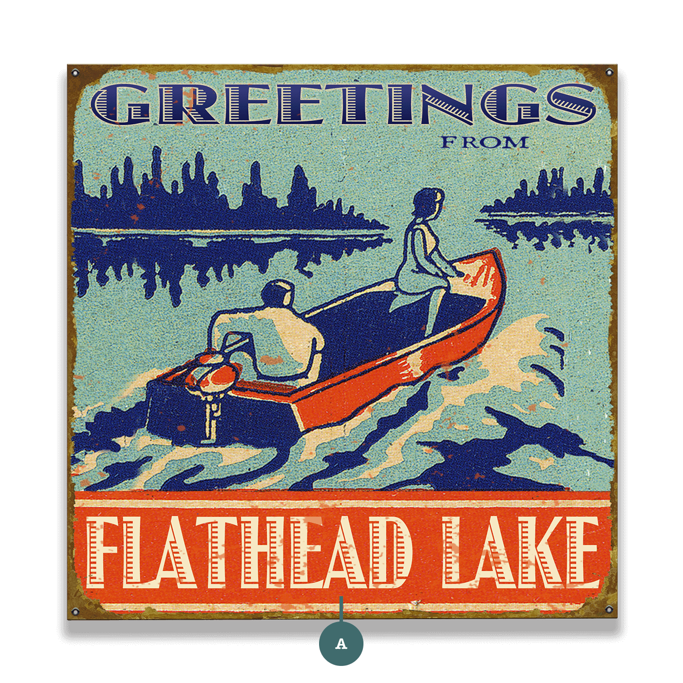 Old Wood Signs - Greetings from the Lake - Wood & Metal Wall Art