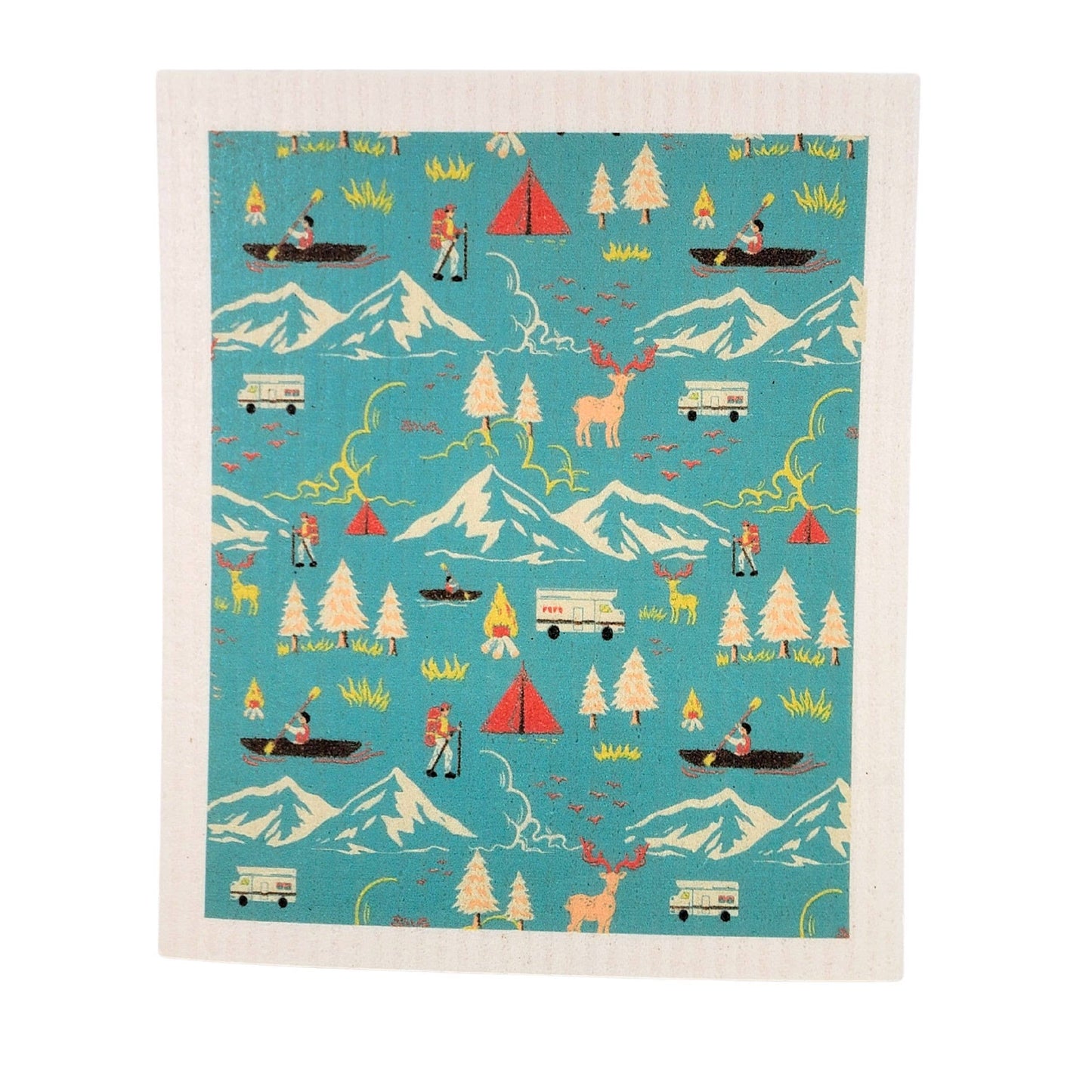 Driftless Studios - Summer Camping Collage Swedish Dishcloth - Sponge cloth