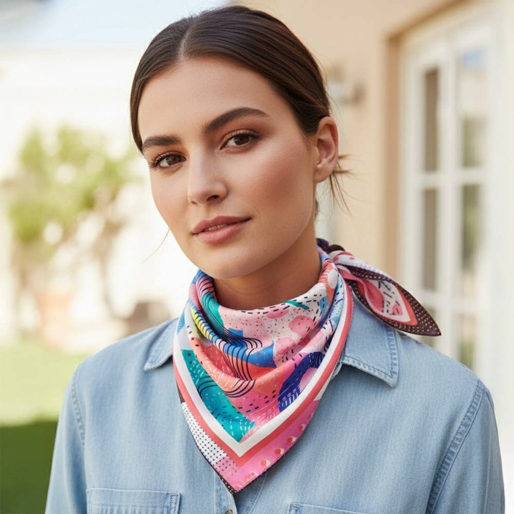 Sensibling Corp. - Abstract Collage Print Square Bandana Scarf