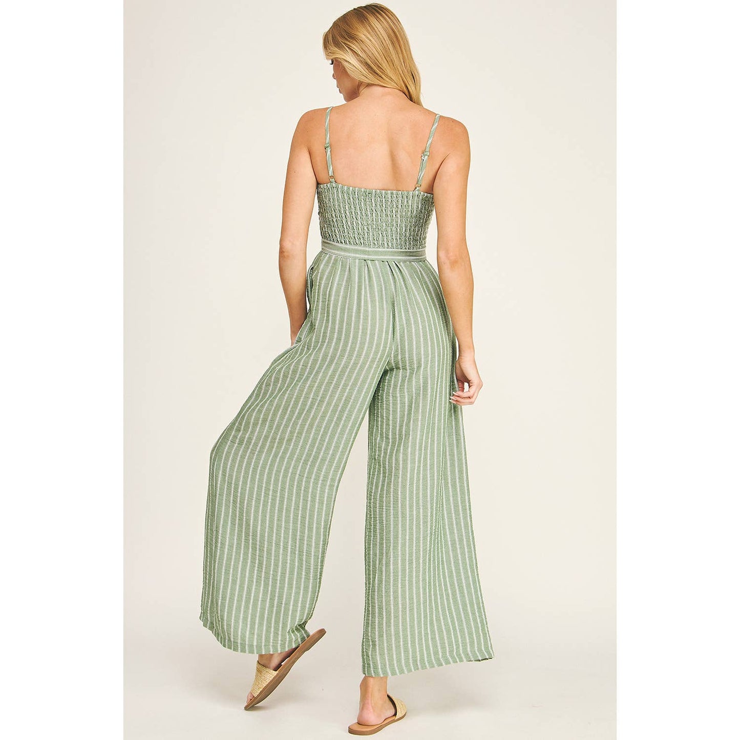 Winslow Collection - COASTAL STRIPE SMOCKED WIDE LEG JUMPSUIT