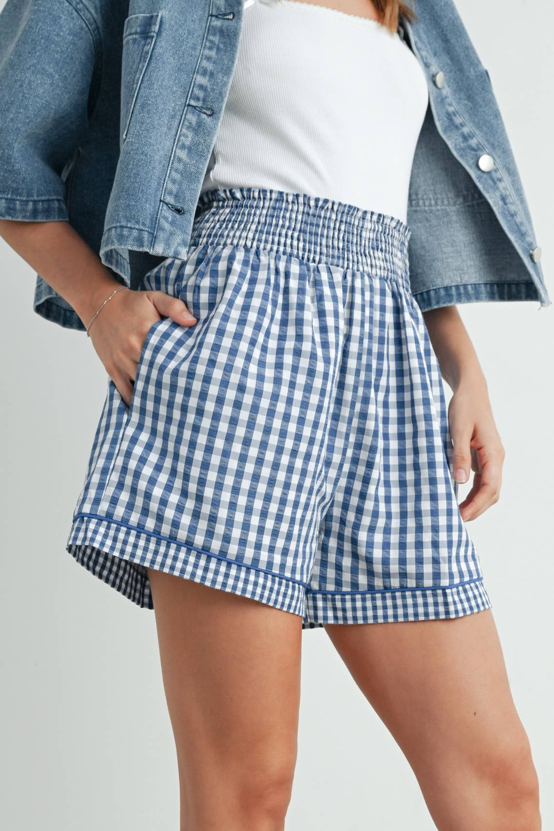 BUTTERMELON - Garterized Gingham Shorts - BMP7658