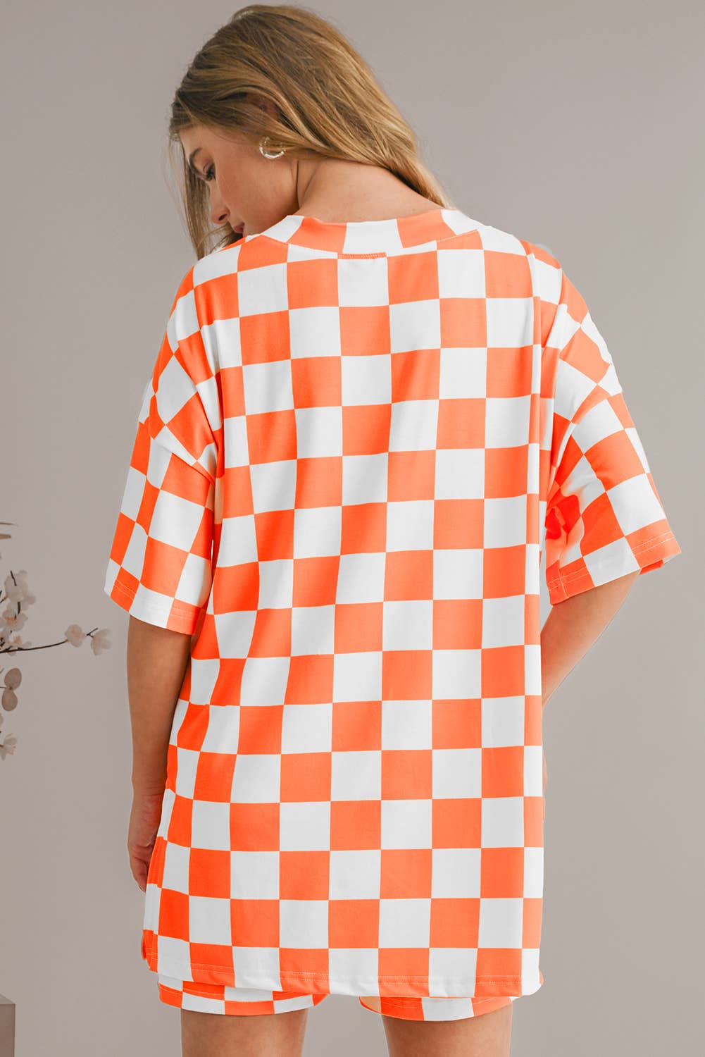 Aapparella - Checkered Print V Neck Top & Shorts Lounge Set | S-XL