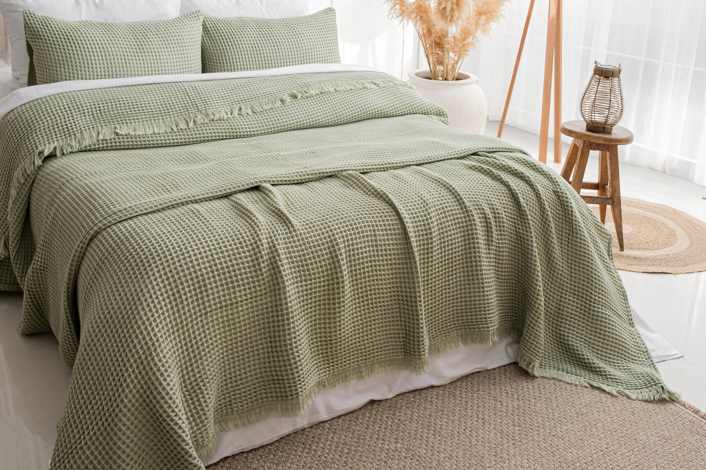 Naturloom - GOTS Certified Organic Cotton Waffle Blanket, Turkish Cotton Bedspread