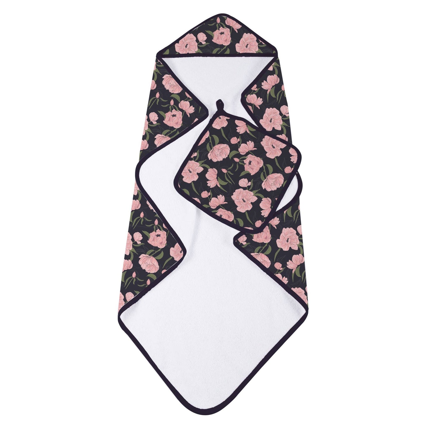 Newcastle Classics - Peonies Hooded Towel and Washcloth Set
