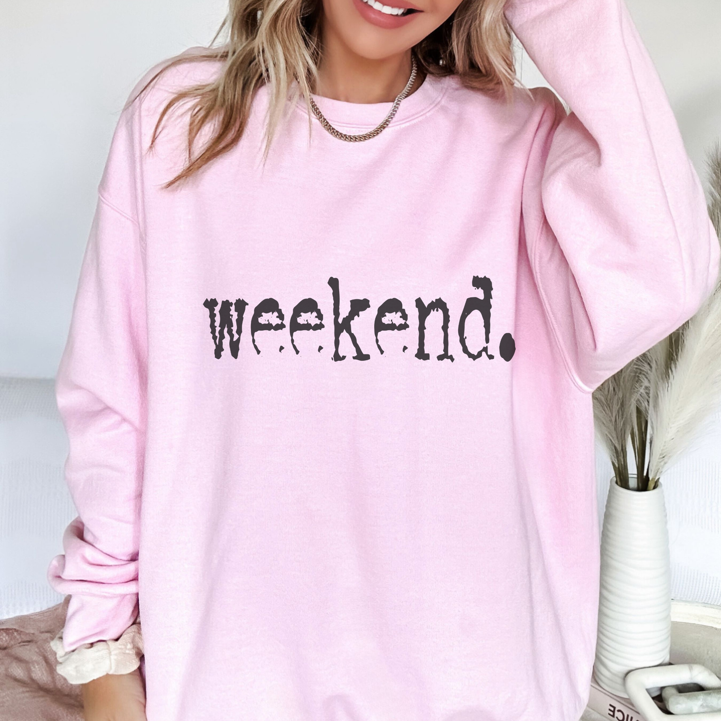 Trendznmore - Weekend. Distressed Typography Funny Graphic Sweatshirt