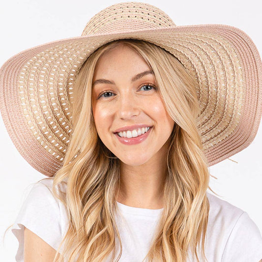 Sensibling Corp. - Striped Pattern Wide Brim Floppy Sun Hat