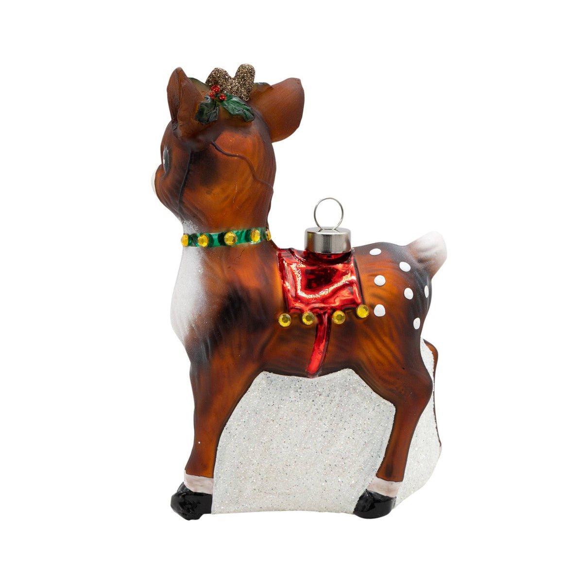 kat + annie - Holiday Glass Ornament – Vintage Reindeer Ornament