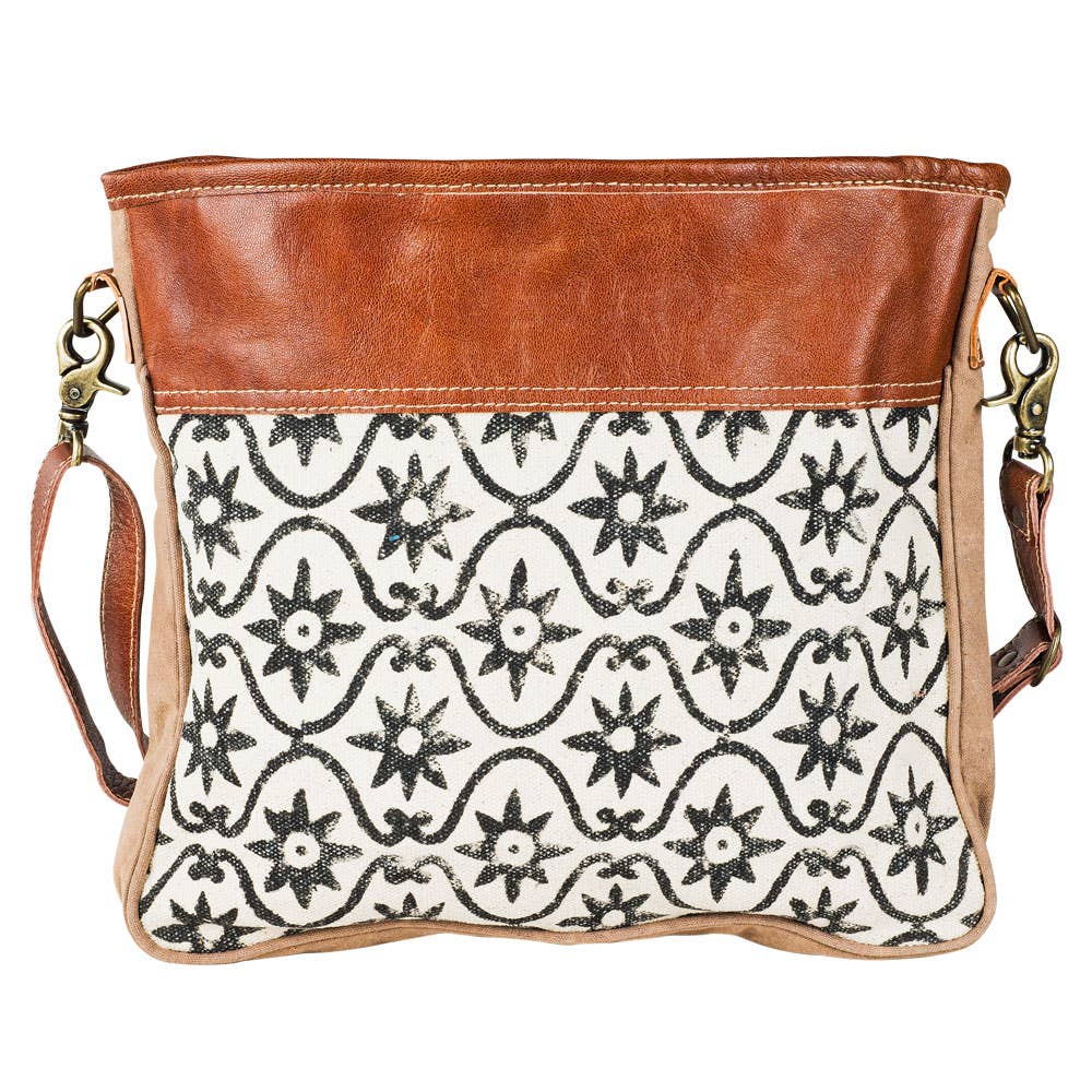 Clea Ray Canvas Bags & Clothing - Vintage Tapestry Fabric With Leather Trim And Zipper Closure
