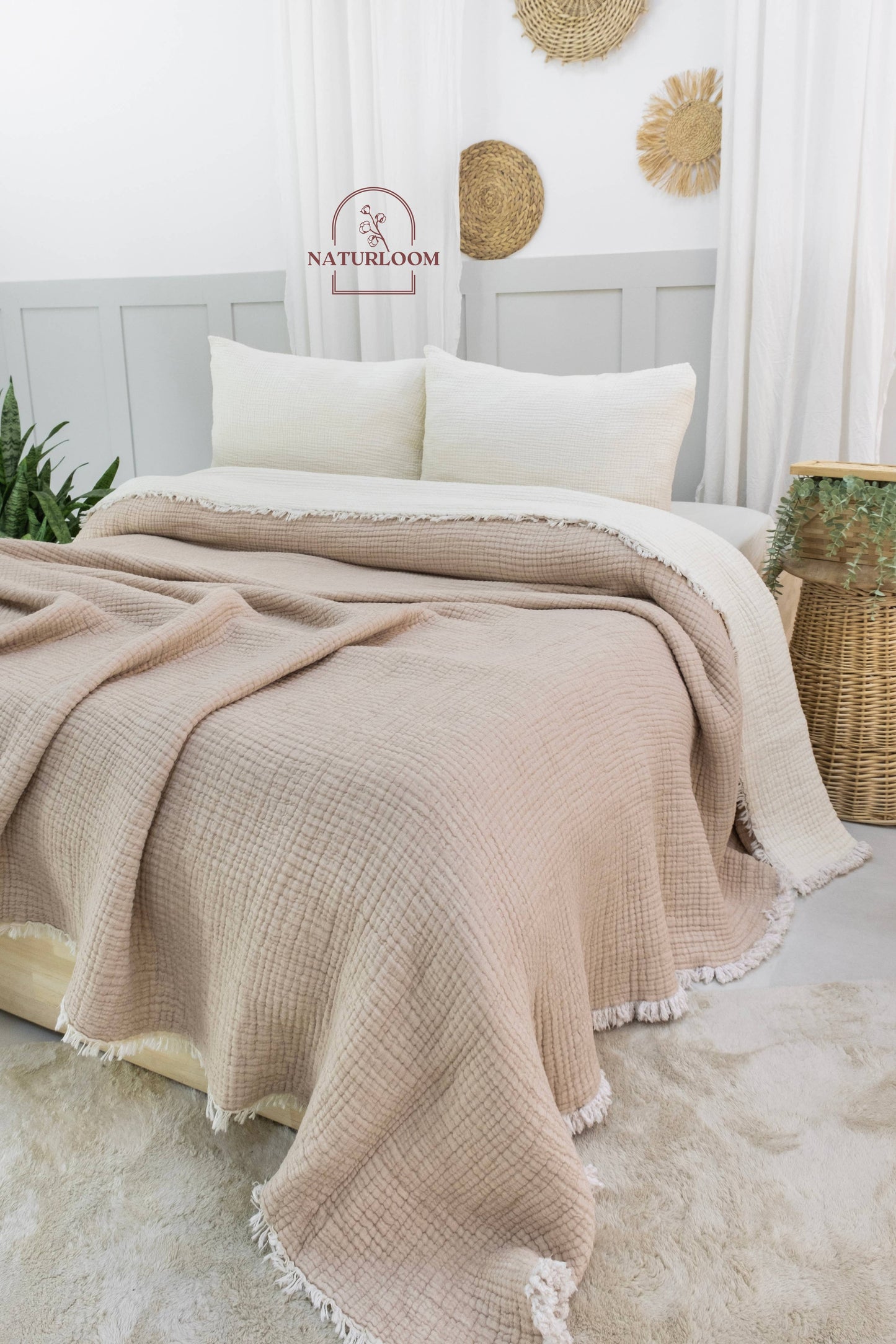 Naturloom - 6 Layer Organic GOTS Certified Muslin Quilt - Natural Comfort, Breathable & Cozy Year Round