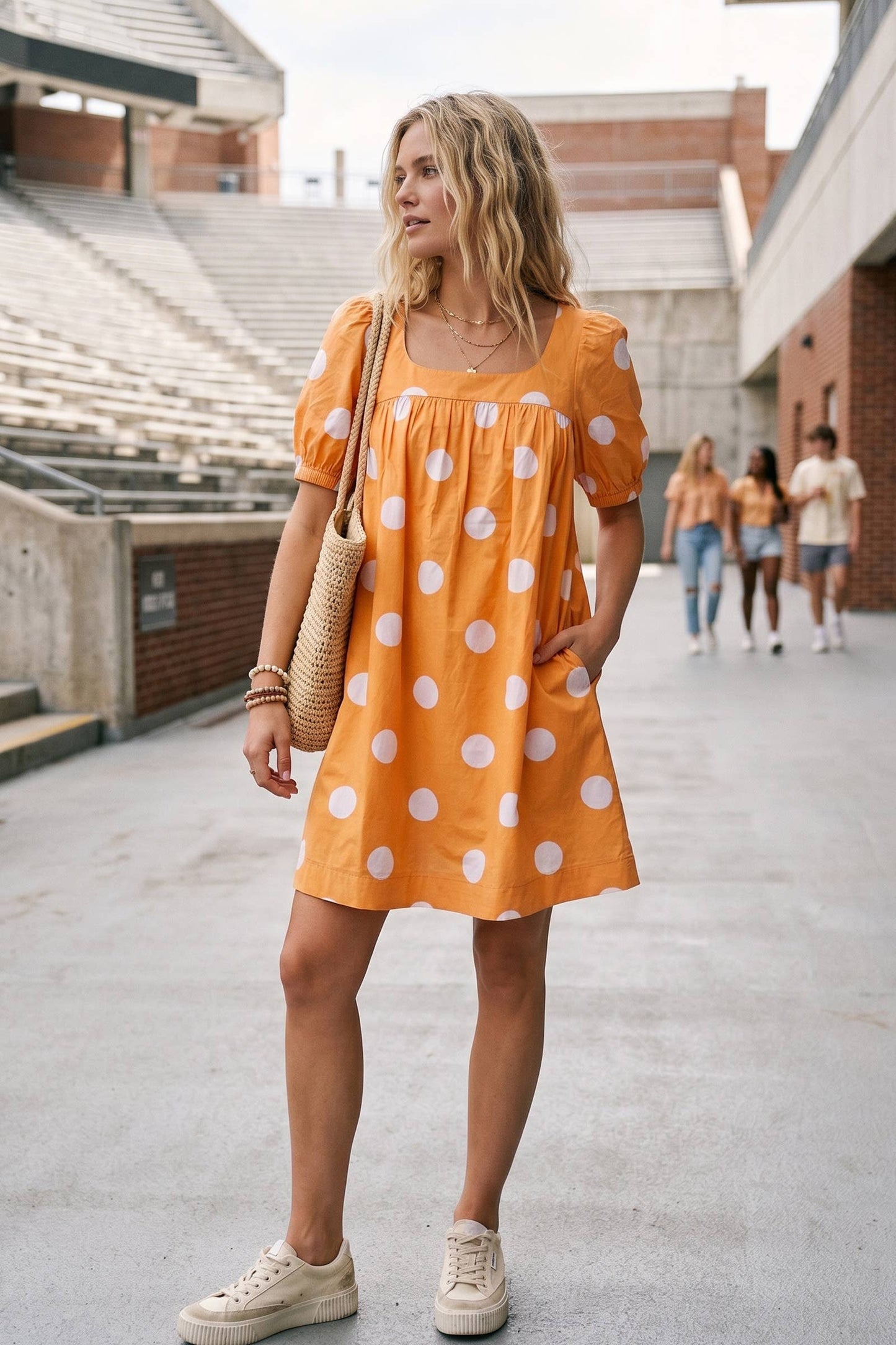 Sewn and Seen - Gameday Polka Dot Puff Sleeve Dress