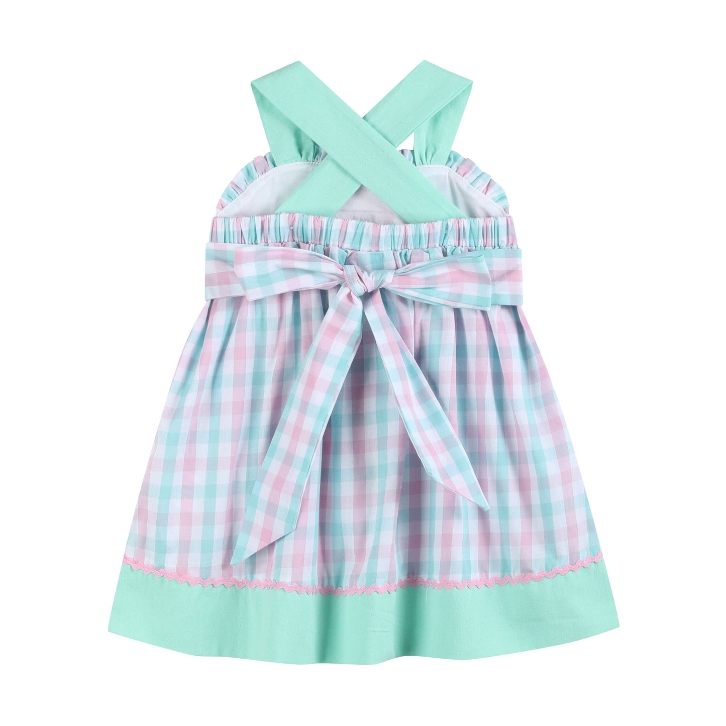 Lil Cactus - Pink and Aqua Seashell Smocked Sundress