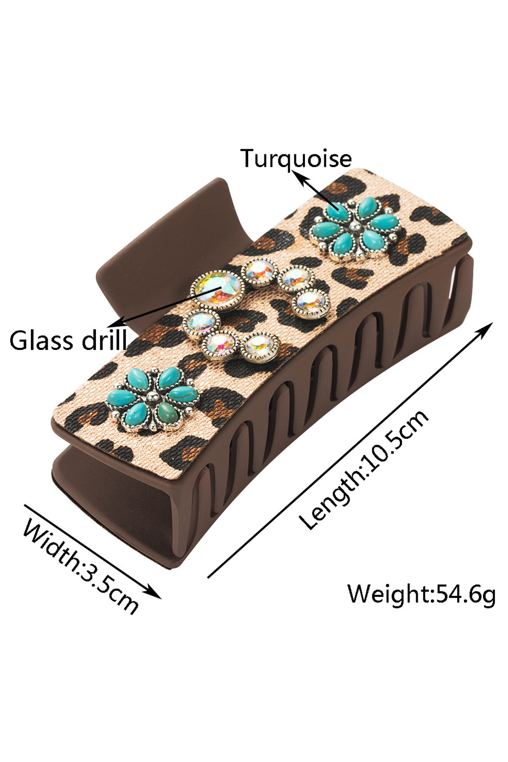 Aapparella - Western Leopard Print Gem Turquoise Detail Hair Clip