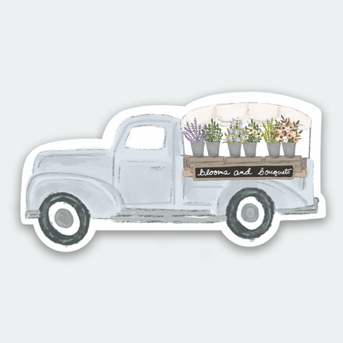 Makerie Day - Vintage Blue Flower Truck Sticker