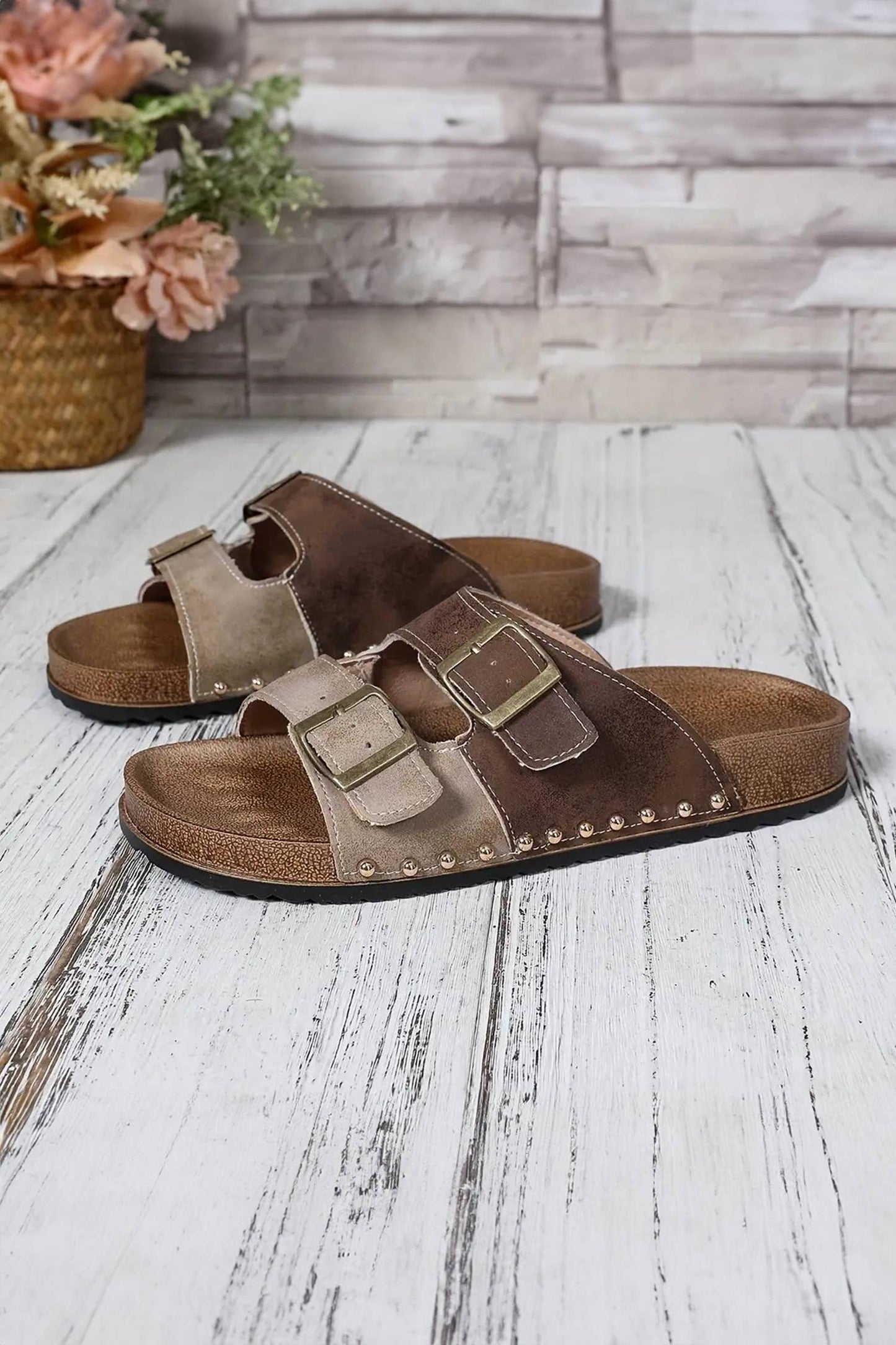 Little Daisy Closet - LDC Western Suede Rivet Hollow Out PU Leather Slip-on Shoes