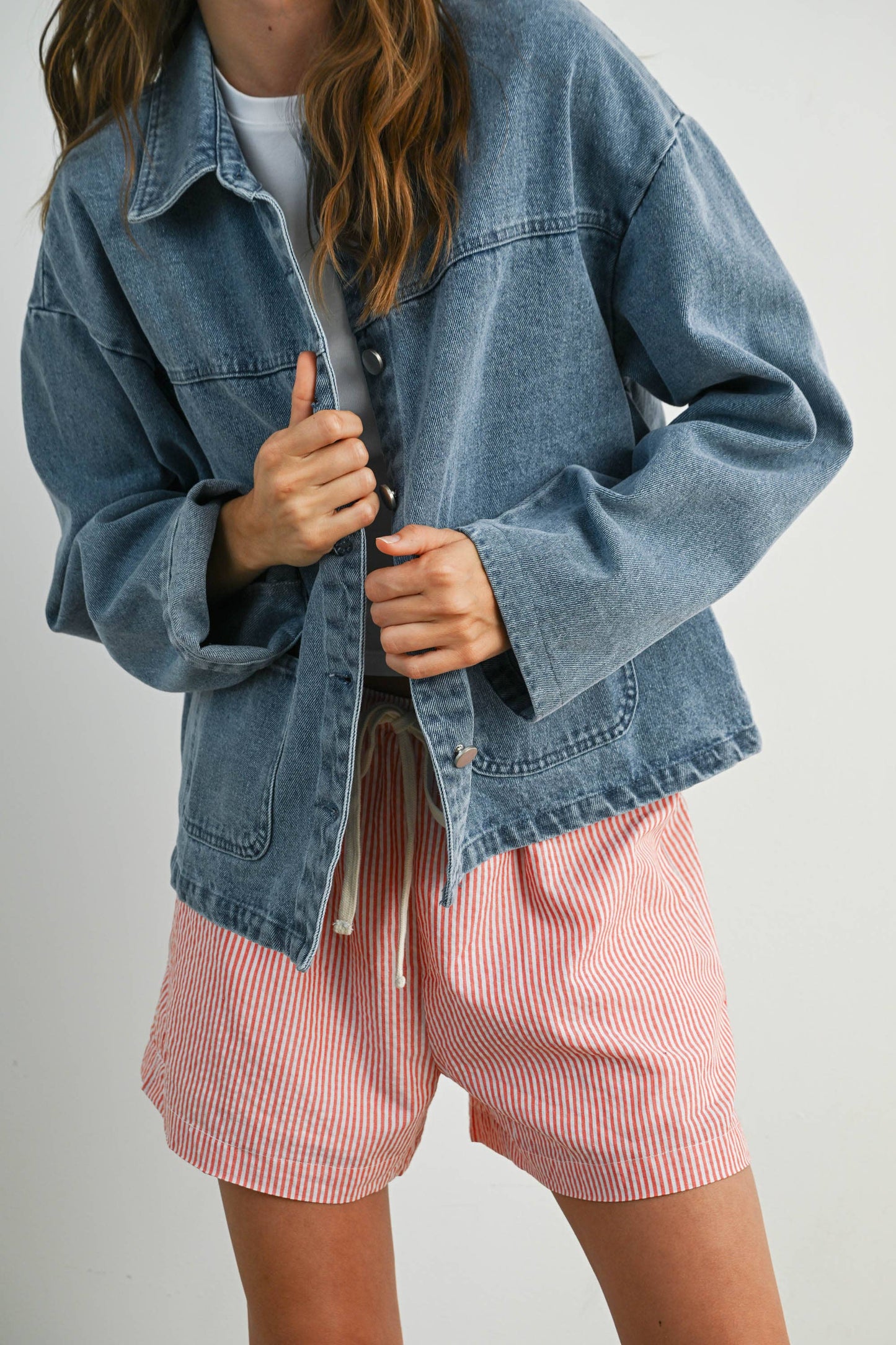 BUTTERMELON - Button-Down Jacket with Shirt Collar and Pockets - BMJ7821
