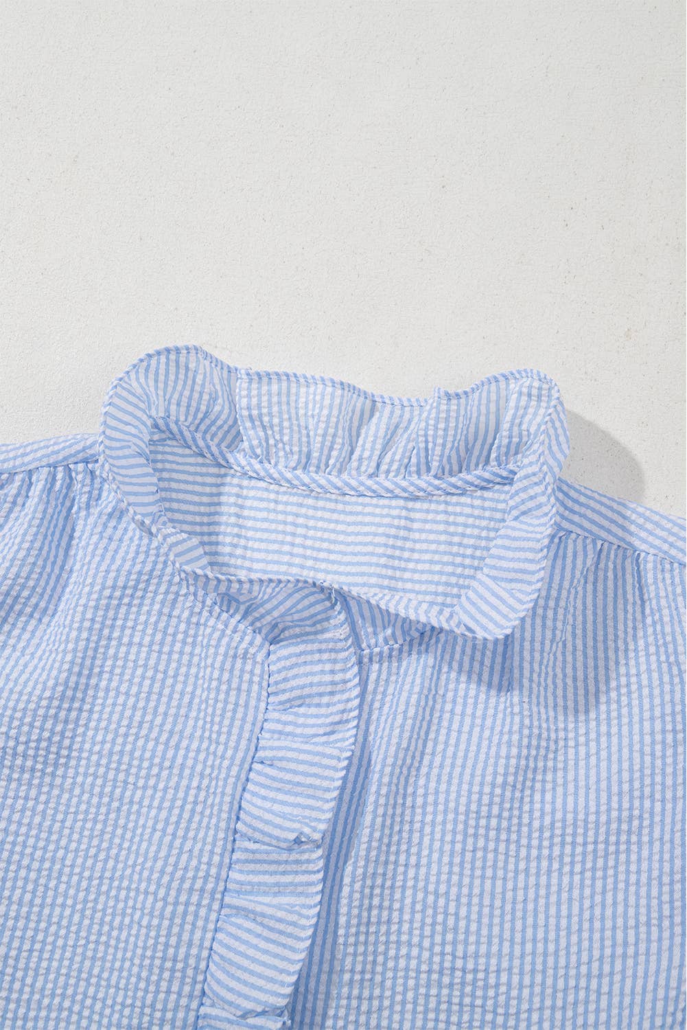 Aapparella - Texture Striped Ruffled Detail Shirt | S-XL