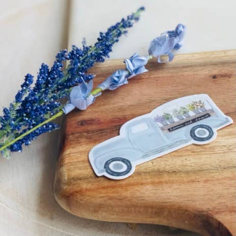 Makerie Day - Vintage Blue Flower Truck Sticker