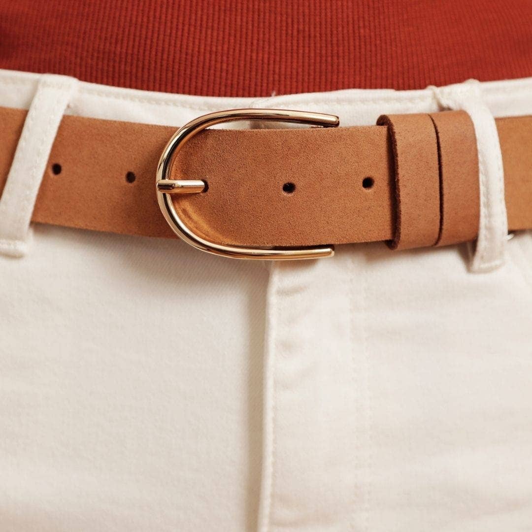 Amsterdam Heritage Leather Belts, Bags, Jackets & Apparel - Drika | Gold Buckle Smart Full Grain Leather Belt Women