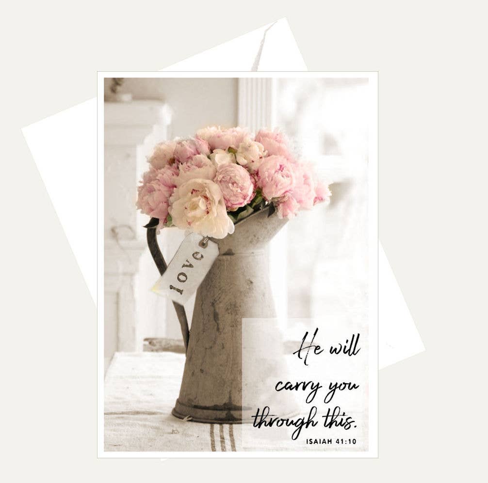 Bellflower Girl - He Will Carry You Through This - Love Faith Friendship Card