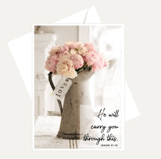 Bellflower Girl - He Will Carry You Through This - Love Faith Friendship Card