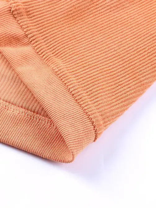 Lovesoft - Orange Long Sleeve Ribbed Corded Oversized Sweatshirt