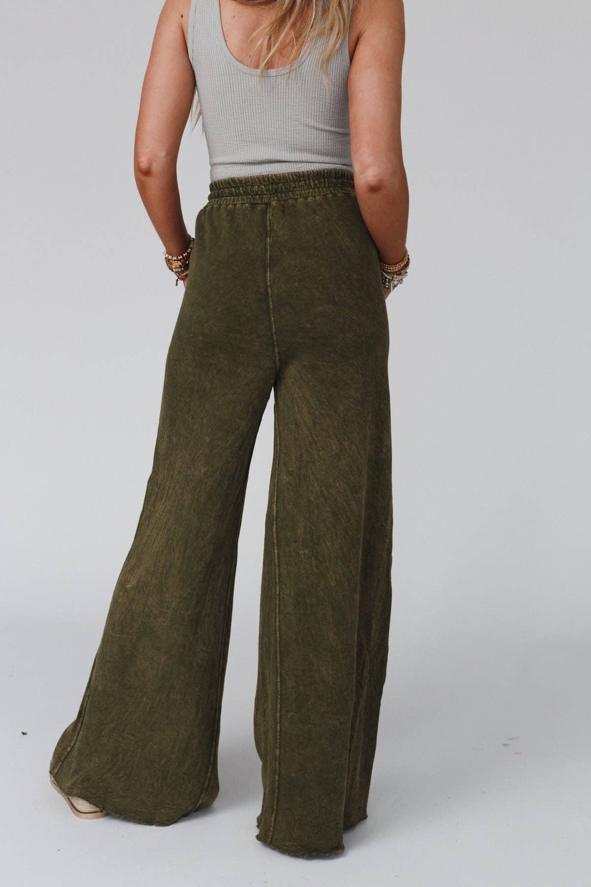 Pants-Three Bird Nest - Relaxing Robin Wide Leg Pant - New Olive
