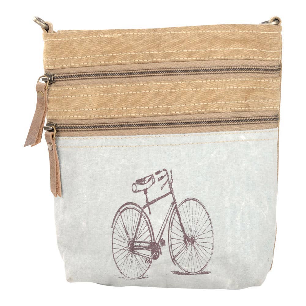 Clea Ray Canvas Bags & Clothing - Double Zipper Two Tone Bike Shoulder Bag