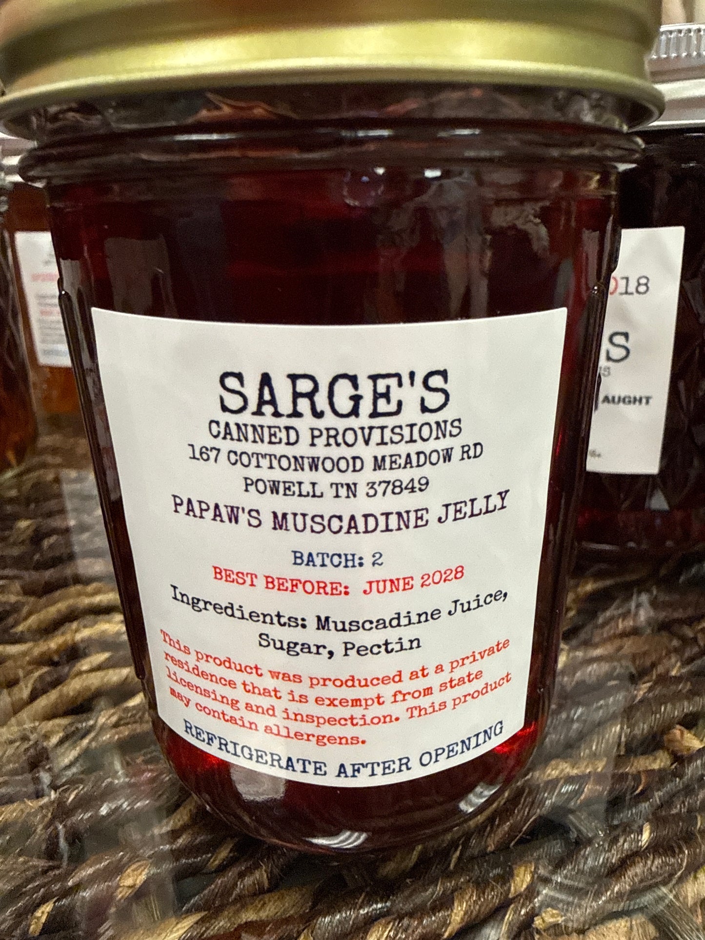 Sarge’s jelly, jam, hot honey and apple butter