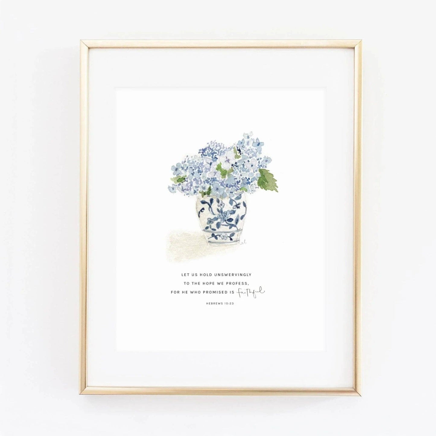emily lex studio - Hebrews 10:23 hydrangea bouquet scripture print