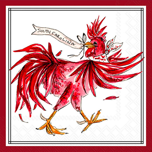 Boston International - Paper Cocktail Napkins 20 Ct White Rooster Hometown Pride
